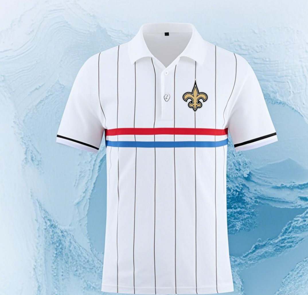 New Orleans Saints white style 4 Men 2025 NFL polo T shirt